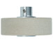 A close-up of a white and silver metal Edlund grinding wheel assembly.