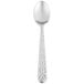 A silver 10 Strawberry Street Dubai teaspoon with a design on the handle.