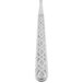 A silver 10 Strawberry Street Dubai butter knife with a design on the handle.