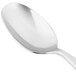 A close-up of the silver handle of a 10 Strawberry Street Dubai stainless steel dinner spoon.
