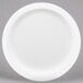 A Carlisle white polycarbonate plate with a narrow white rim.