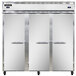 A Continental Refrigerator with three stainless steel doors.