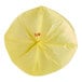 A yellow plastic bag with red writing.
