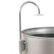 A stainless steel Hobart countertop potato peeler bucket with a handle.