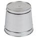 A silver metal pail with a lid.