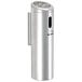 A silver cylindrical Commercial Zone wall mounted cigarette receptacle with a circular lid.