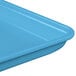 A close up of a sky blue MFG Fiberglass Supreme Display Tray.