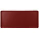 A burgundy rectangular MFG Tray with a white border.