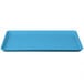 A sky blue rectangular MFG fiberglass display tray.