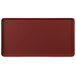 A burgundy rectangular fiberglass display tray with a white border.