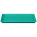 A mint green rectangular MFG Fiberglass display tray.