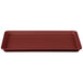 A burgundy rectangular MFG Fiberglass display tray.