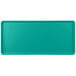 A rectangular mint green MFG Fiberglass display tray with a white border.