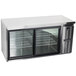 A Continental Refrigerator stainless steel back bar refrigerator with sliding glass doors.