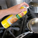 A person spraying PAM Canola Release Spray into a cooking pot.