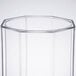 A clear cylinder with a thin rim and a hexagon top.