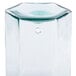 A clear glass container with a metal lid and a hole for a Cal-Mil glass beverage dispenser chamber.