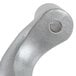 A close-up of a silver cast aluminum dough hook for a Vollrath mixer.