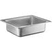 a stainless steel sink with a square bottom