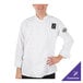 A man wearing a white Mercer Culinary chef jacket.