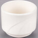 A Libbey ivory porcelain bouillon bowl with a wavy design.