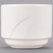 A Libbey ivory porcelain bouillon bowl with a wavy design.