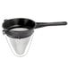 A black and silver Matfer Bourgeat bouillon strainer with a handle.