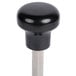 A black and silver metal pusher assembly with a black knob.
