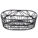 An American Metalcraft black wrought iron oval basket with a leaf design.