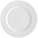 A close up of a 10 Strawberry Street Royal White porcelain dinner plate with a round edge and a white rim.