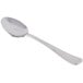 A Libbey stainless steel dessert spoon with a handle.