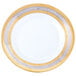 A 10 Strawberry Street Elegance porcelain salad/dessert plate with a white background and gold rim.