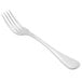 A silver fork with a white background.