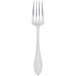 A silver World Tableware Sonata salad fork with a white background.