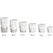 A row of Choice double wall paper hot cups with a brown bean print.
