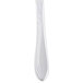 A silver knife with a curved handle.
