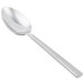 A silver spoon with a long handle.