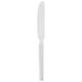 A stainless steel bread and butter knife with a white handle.
