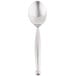 A silver World Tableware dessert spoon with a long handle.