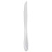 A silver Libbey Neptune steak knife with a white handle.