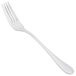 A Libbey stainless steel salad fork with a white handle.