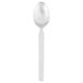 A Libbey stainless steel teaspoon with a white handle and a silver spoon.