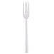 A close-up of a Libbey stainless steel dinner fork with a white cylindrical handle.