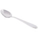 A Libbey stainless steel dessert spoon with a silver handle.