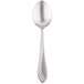 A Libbey stainless steel serving spoon with a curved handle.