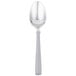 A silver spoon with a white handle.