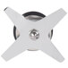 A stainless steel Waring blending assembly blade with a rubber ring in the center.
