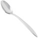A close-up of a Libbey stainless steel teaspoon.