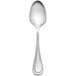 A silver spoon with a white background.