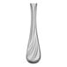 A white vase with a curved design on it.